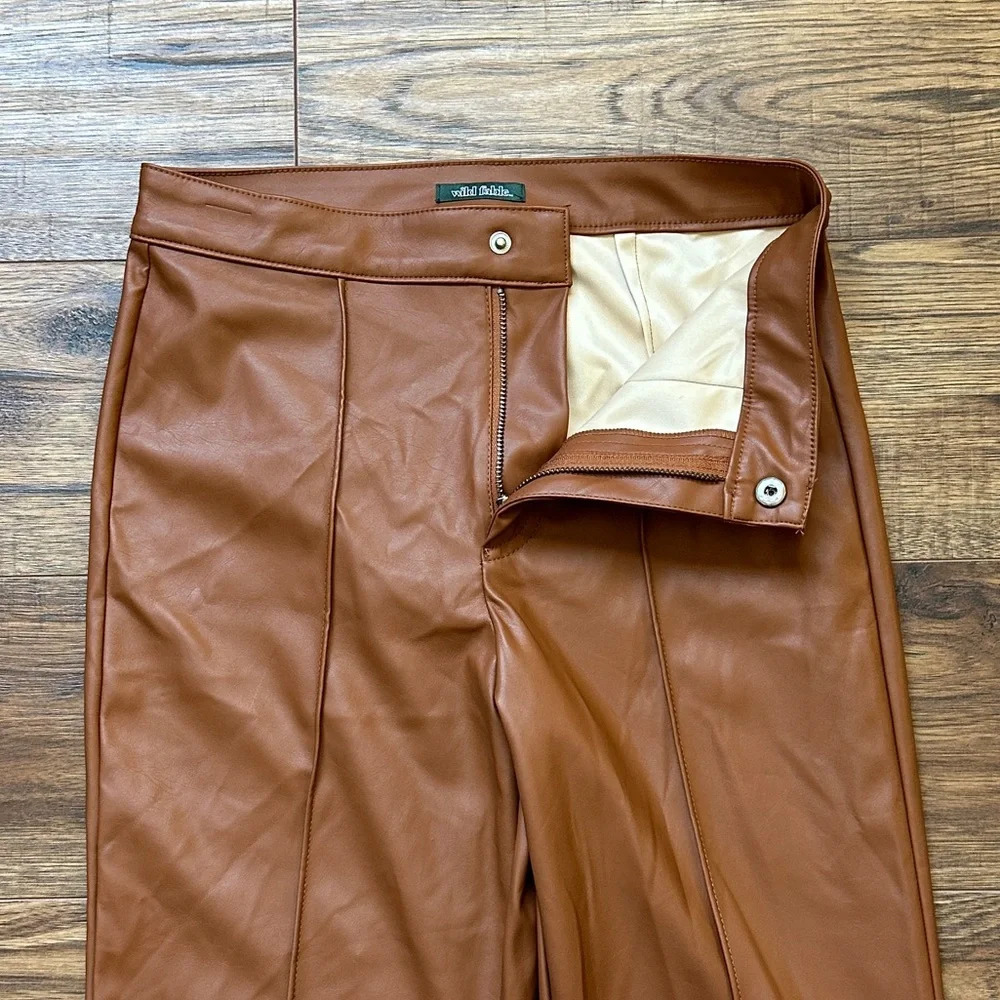 Wild Fable Women's High-Rise Faux Leather Flare Pant Copper Size 00 NWT - Picture 2 of 8